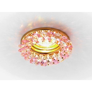 Светильник K206 PI/G золото/розовый хрусталь MR16